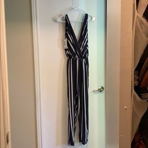 Women’s Navy and White Tapered Leg Jumpsuit